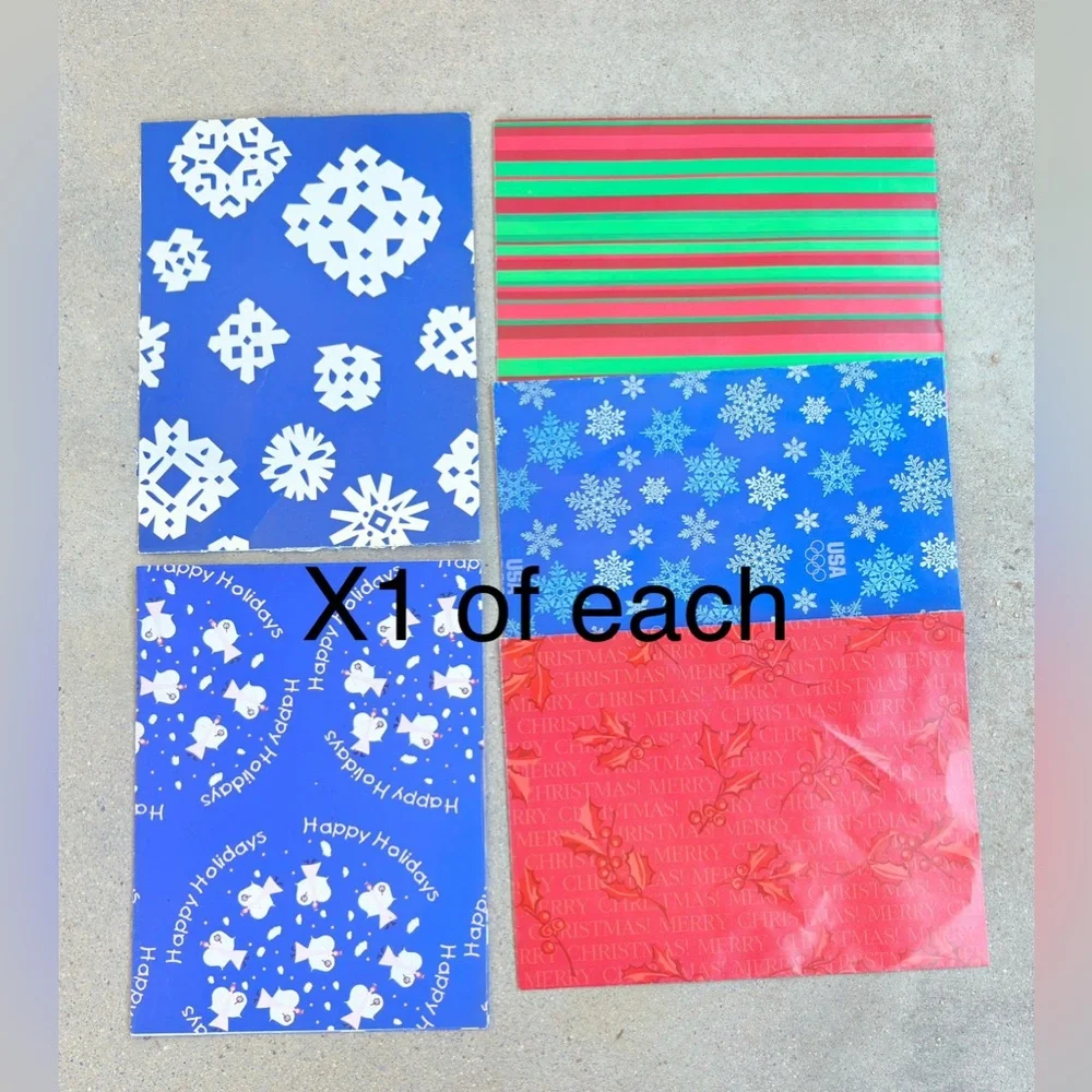 Vintage Mixed Lot Of 29 Christmas Wrapping Paper Sheets 80’s 90’s With Freebies